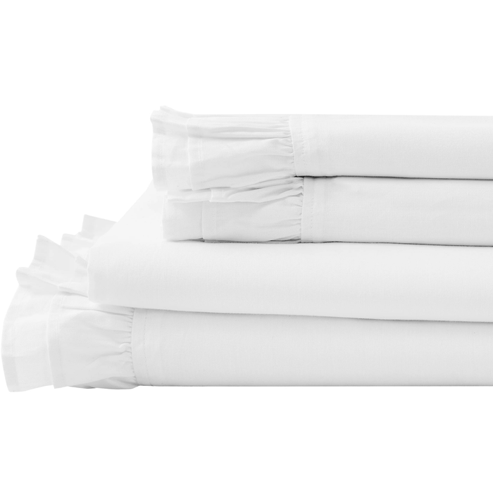 Double Ruffle Cotton Percale Sheet Set