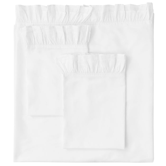 Double Ruffle Cotton Percale Sheet Set - The Well Appointed House