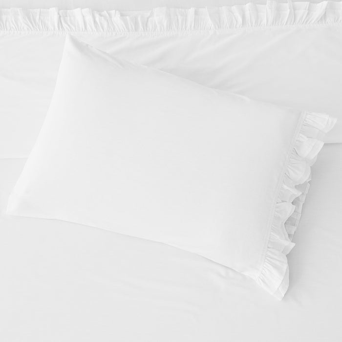 Double Ruffle Cotton Percale Sheet Set - The Well Appointed House