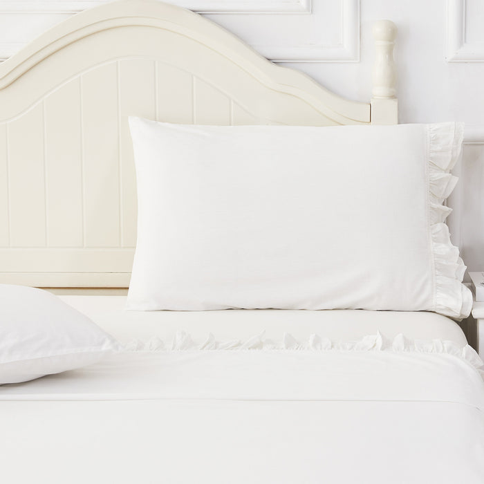 Double Ruffle Cotton Percale Sheet Set - The Well Appointed House