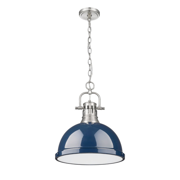 Duncan 1-Light Pendant in Pewter with Matte Navy - The Well Appointed House