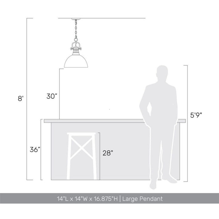 Duncan 1-Light Pendant in Pewter with Matte Navy - The Well Appointed House