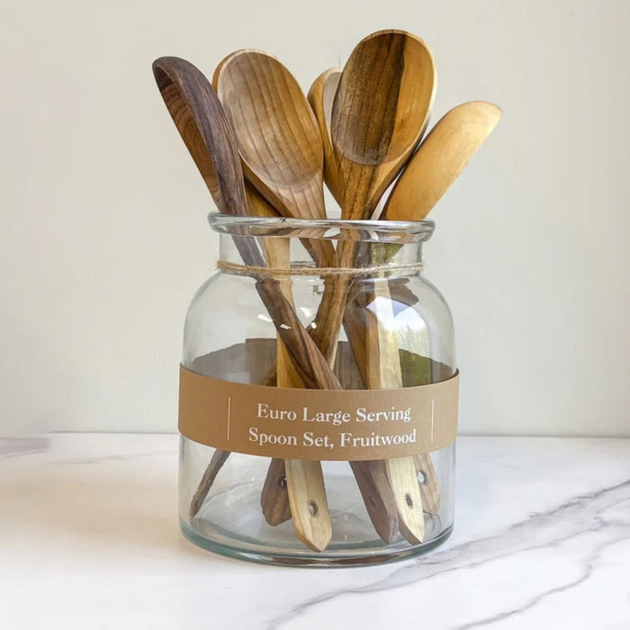 Euro Large Serving Spoon Set - Fruitwood - The Well Appointed House