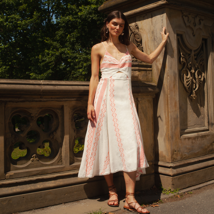 Filomena Linen Dress Pink - The Well Appointed House