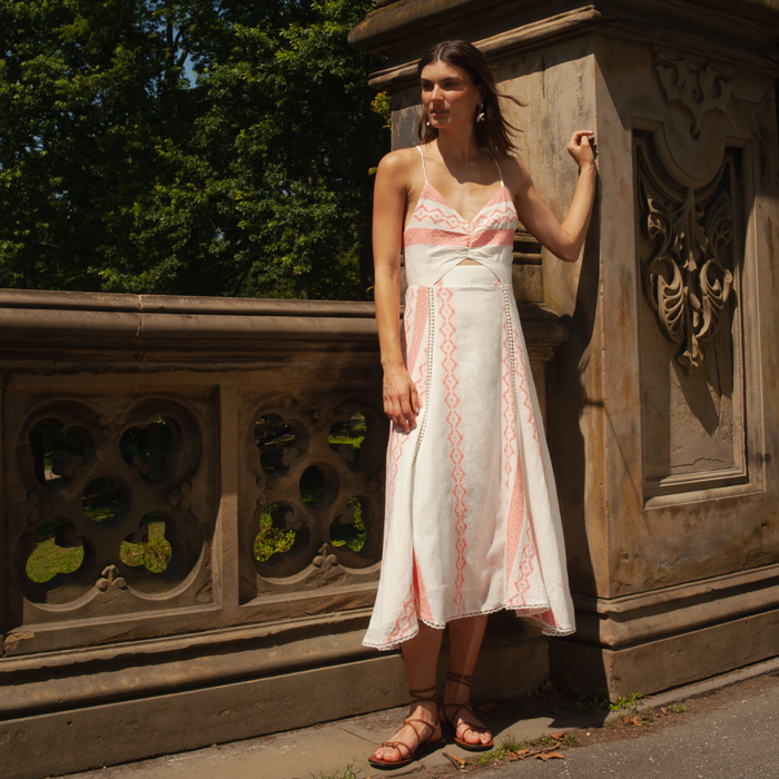 Filomena Linen Dress Pink - The Well Appointed House