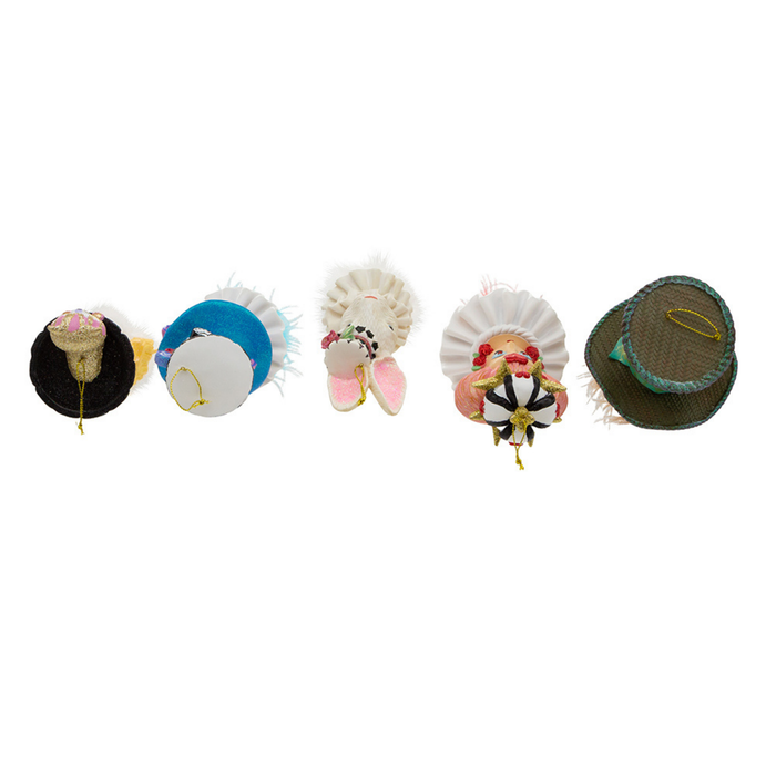 Five Piece Set of 6" Holly Hats™ Alice In Wonderland Hat Ornaments - The Well Appointed House