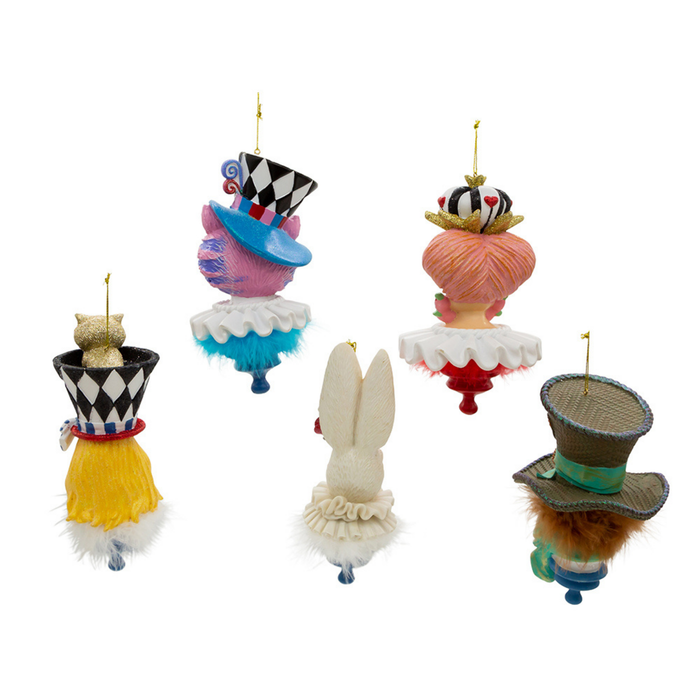 Five Piece Set of 6" Holly Hats™ Alice In Wonderland Hat Ornaments - The Well Appointed House