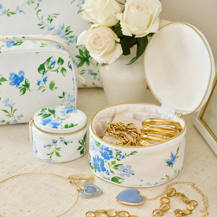 Fleurs Du Vent Large Round Canvas Jewelry Case - The Well Appointed House