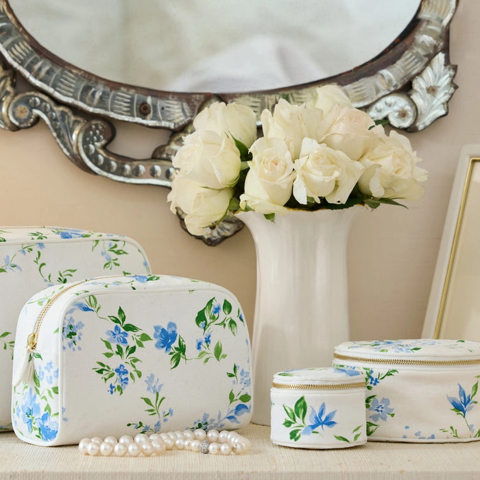Fleurs Du Vent Large Round Canvas Jewelry Case - The Well Appointed House