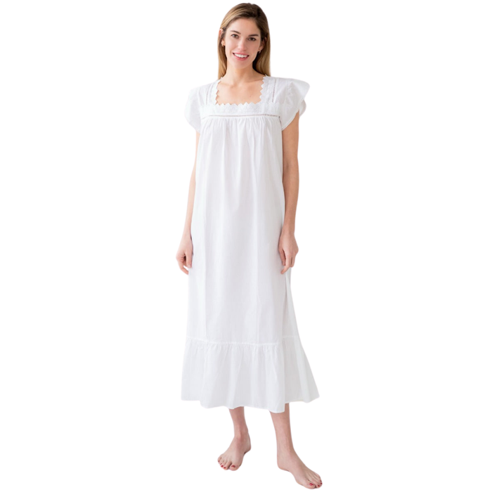 Genevieve White Cotton Nightgown - The Well Appointed House