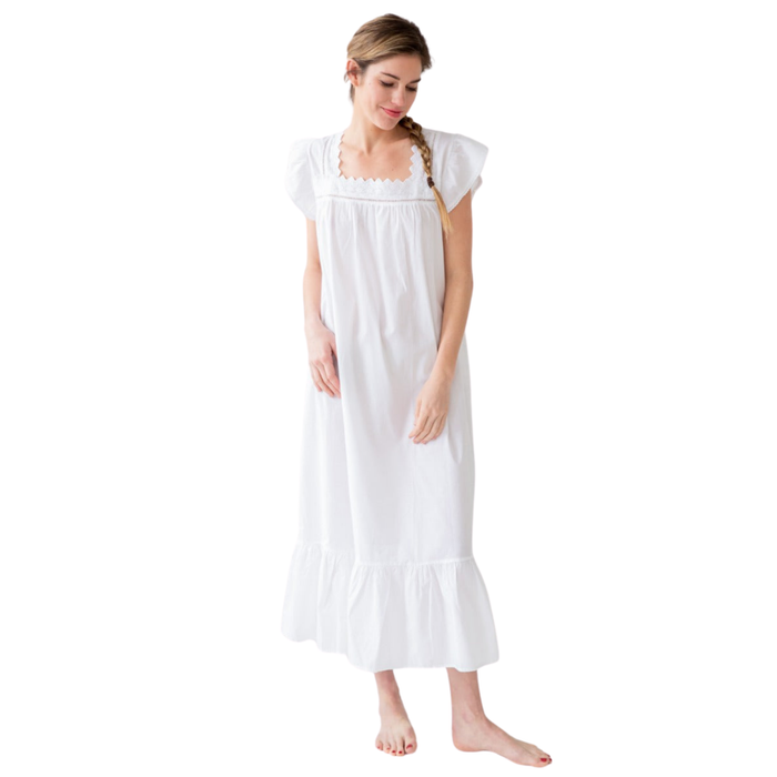 Genevieve White Cotton Nightgown - The Well Appointed House