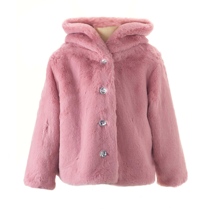 Girls Pink Faux Fur Coat - The Well Appointed House