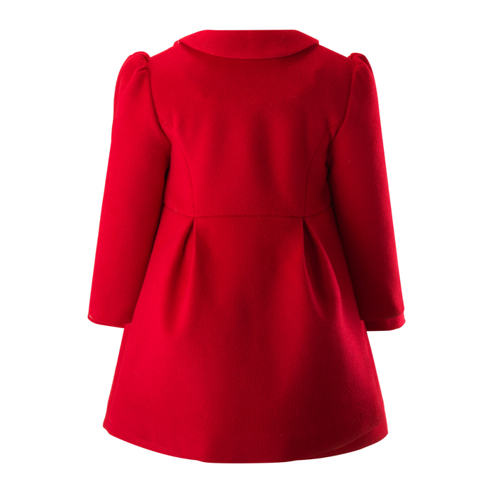 Girls Red Bow Trim Coat - The Well Appointed House