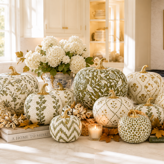 Gold Bird & Vine Pumpkin - The Well Appointed House