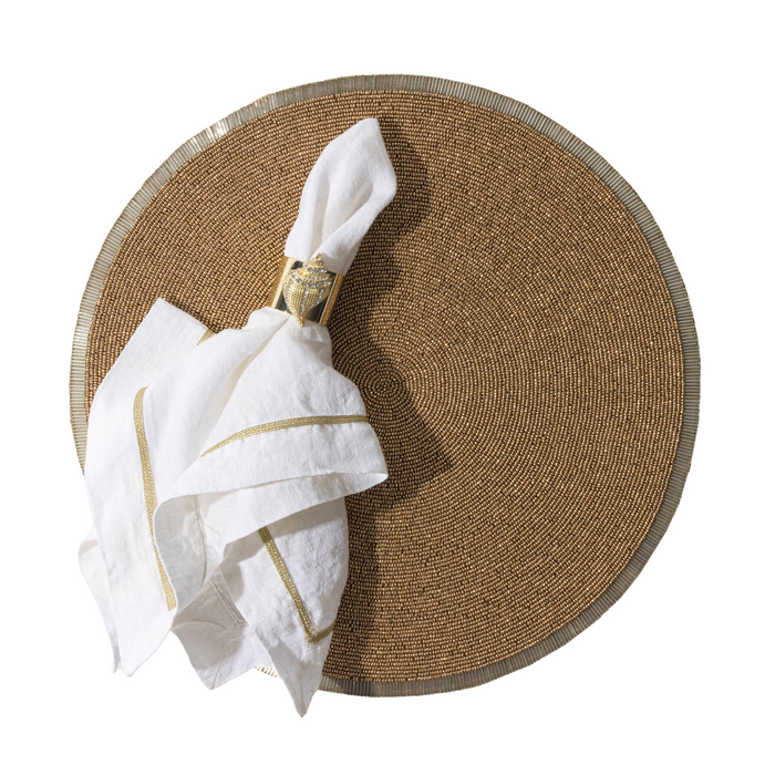 Gold Hand Beaded Placemat - The Well Appointed House