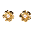 Gold with Pearl Center Flower Earring - The Well Appointed House