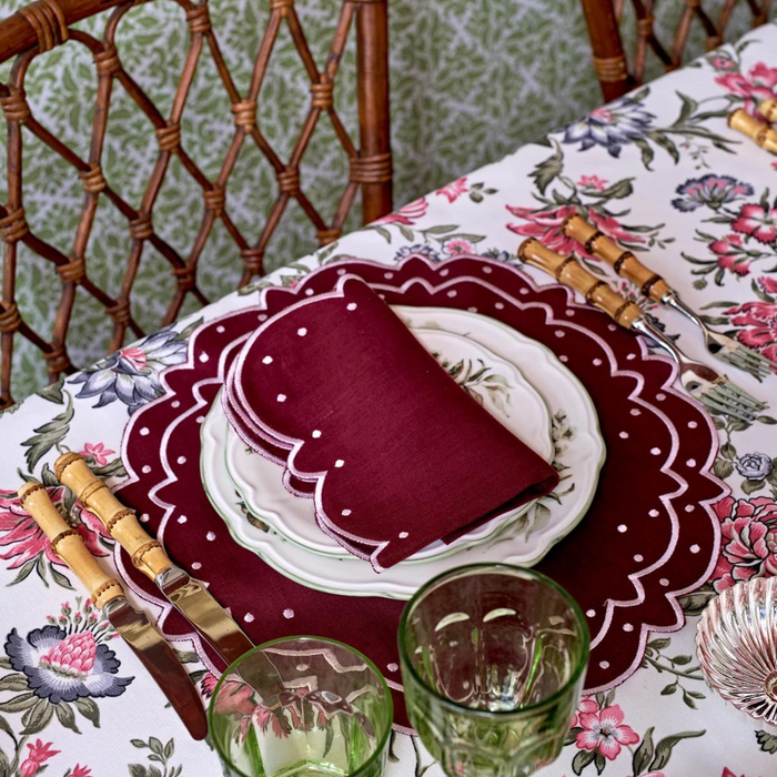 Green and Pink Floral Design Tablecloth - The Well Appointed House