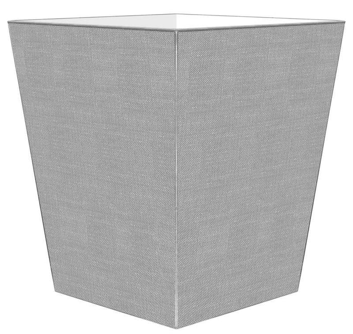Grey Linen Wastebasket and Optional Tissue Box Cover - Personalization Available - Wastebasket Sets -  The Well Appointed House
