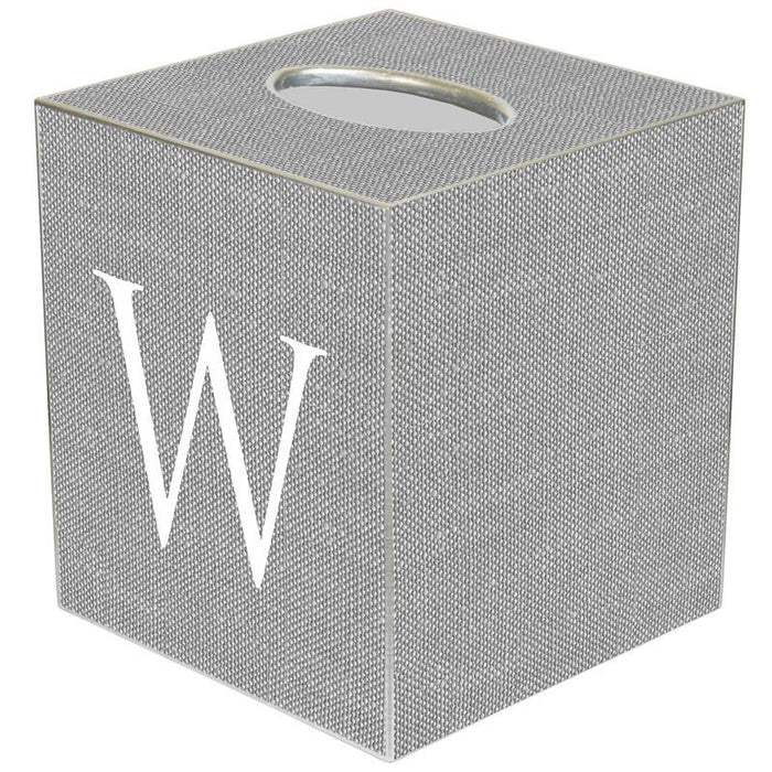 Grey Linen Wastebasket and Optional Tissue Box Cover - Personalization Available - Wastebasket Sets -  The Well Appointed House