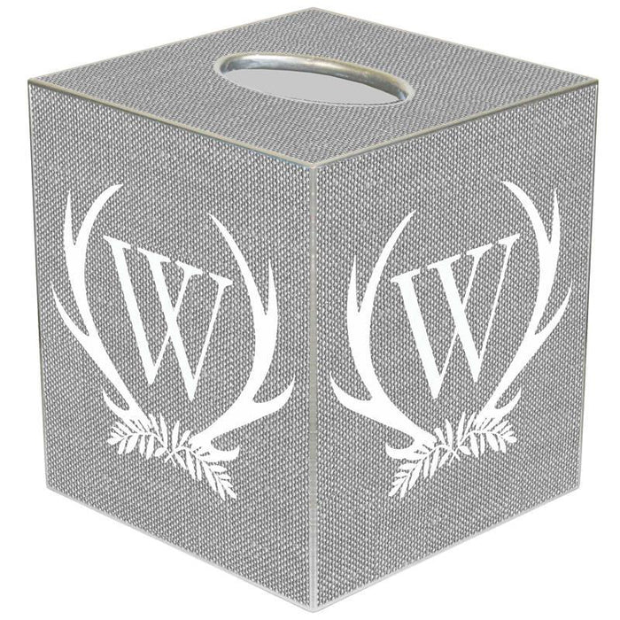 Grey Linen Wastebasket and Optional Tissue Box Cover - Personalization Available - Wastebasket Sets -  The Well Appointed House