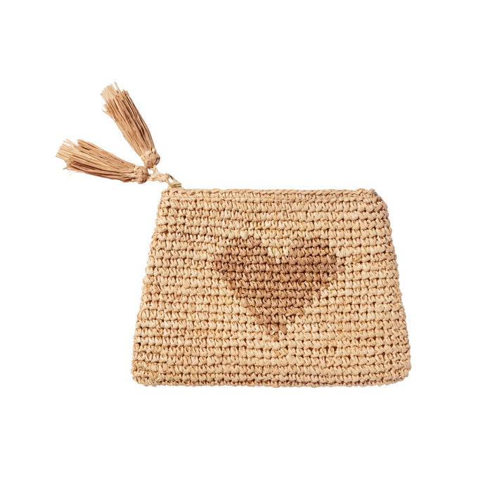 Small Heart Raffia Zip Pouch - The Well Appointed House