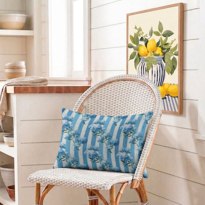 Hydrangea Stripe Tailored Pillow - The Well Appointed House