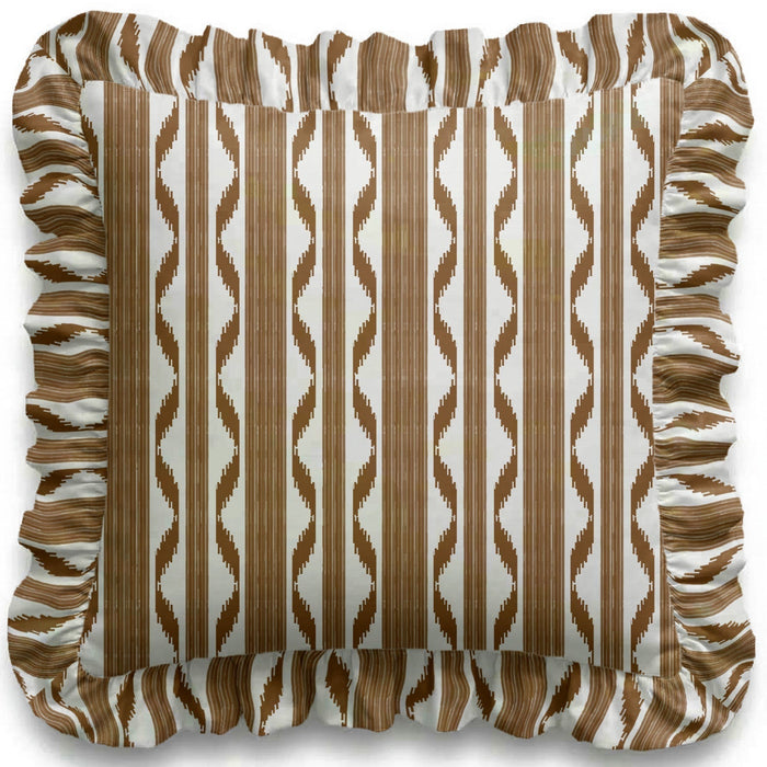 Ikat Stripe Ruffled Pillow - The Well Appointed House