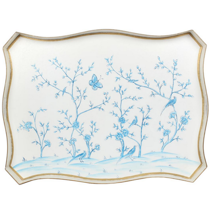 Ivory & Blue Rectangular Tray Table - The Well Appointed House