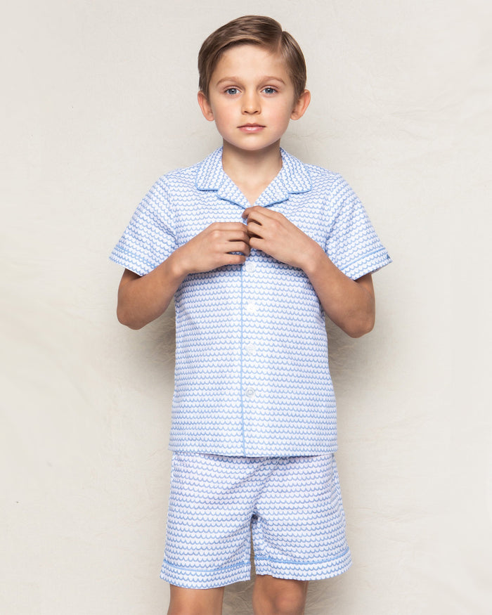 Kid's Twill Pajama Short Set in La Mer