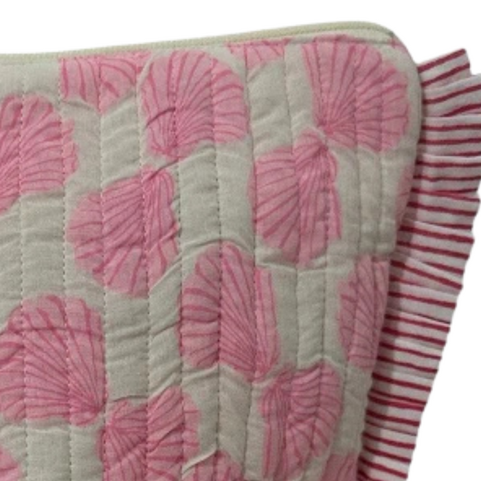 La Plage Ruffle Pouch Shell Beach Pink - The Well Appointed House