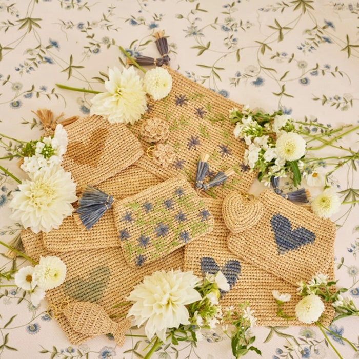 Large Heart Raffia Zip Pouch - The Well Appointed House