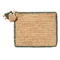 Large Trimmed Raffia Pouch in Sage - The Well Appointed House