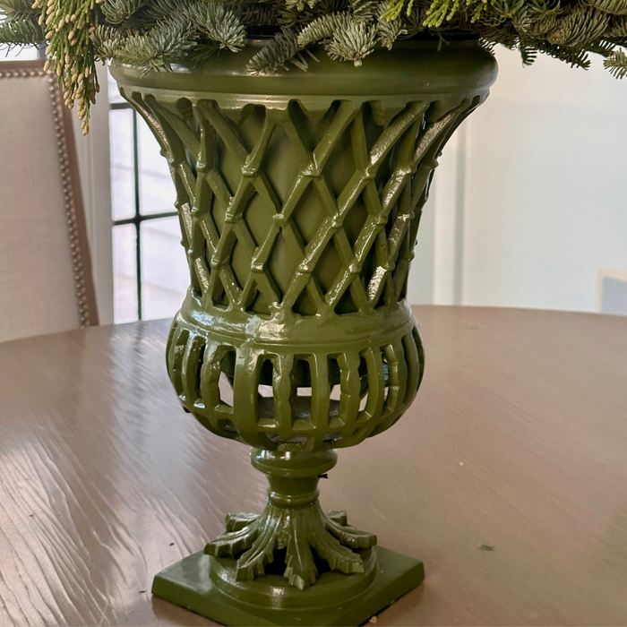 Lawn Green Lattice 16" Urn - The Well Appointed House