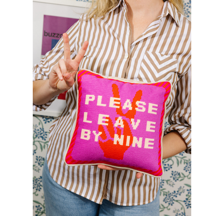 Leave by Nine Needlepoint Pillow - The Well Appointed House