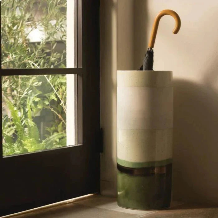 Pigeon & Poodle Lienz Ceramic Green & White Umbrella Stand - Umbrella Stands - The Well Appointed House
