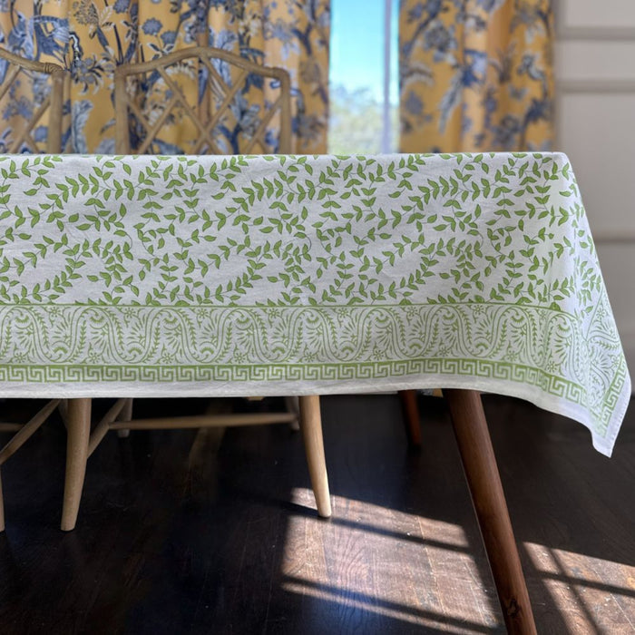 Light Green Leaves Tablecloth - The Well Appointed House