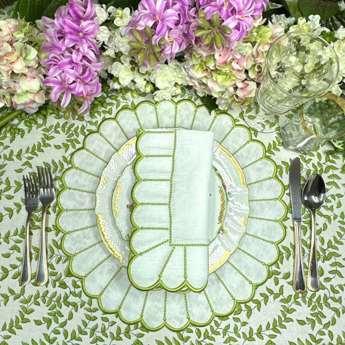 Light Green Leaves Tablecloth - The Well Appointed House