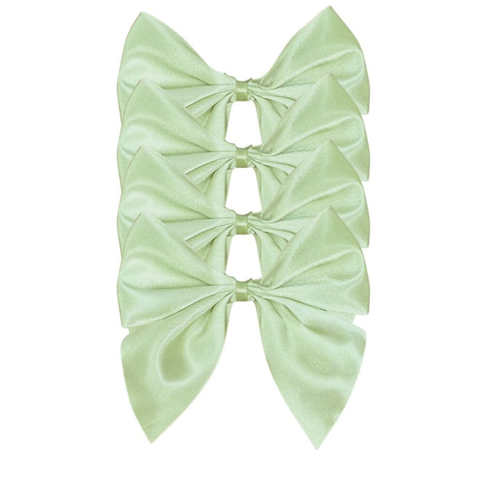 Light Green Satin Bow Napkin Ties, Set of 4 - The Well Appointed House
