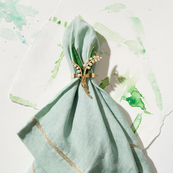 Lily Of The Valley Skinny Napkin Rings, Set of Four - The Well Appointed House