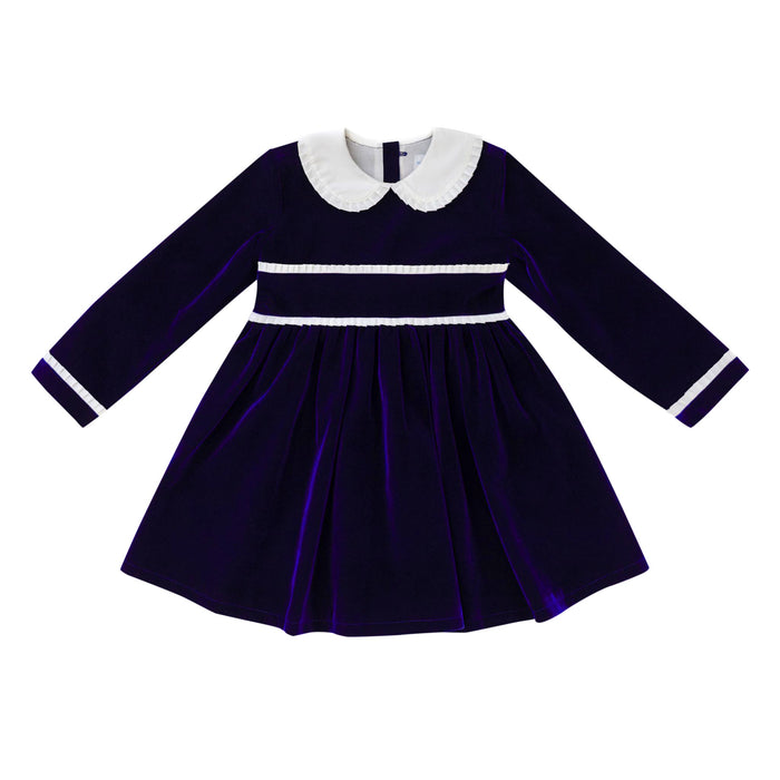 Long Sleeve Grace Dress in Midnight Blue Velvet - The Well Appointed House