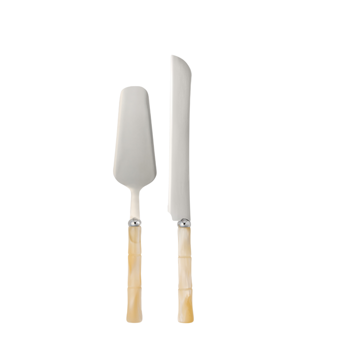 Lulu Ivory/Polished Silver 2-Piece Cake Serving Set - The Well Appointed House