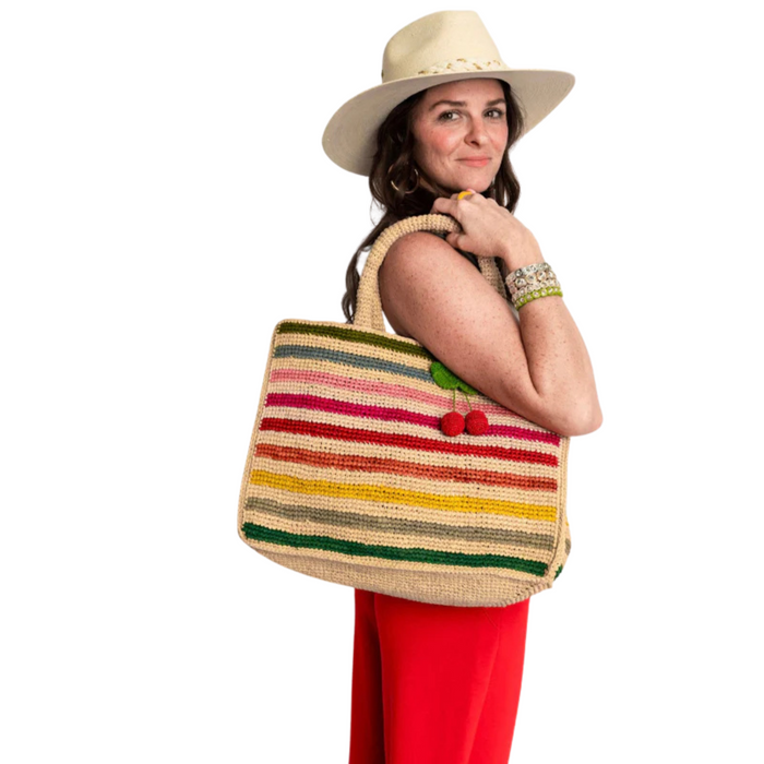 Mae Rainbow Raffia Tote - The Well Appointed House
