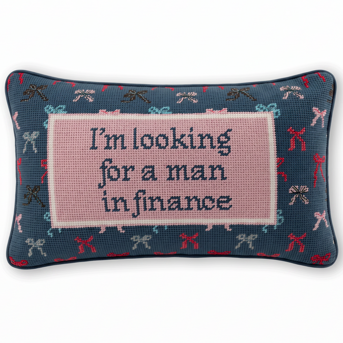 Man In Finance Needlepoint Pillow - The Well Appointed House