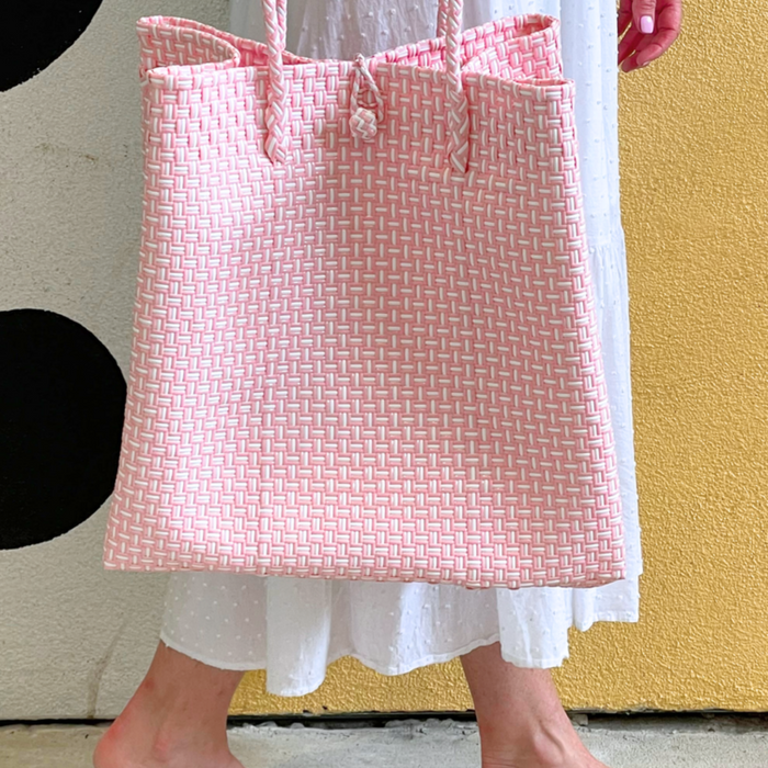 Maxi Ella Tote in Light Pink Check - The Well Appointed House