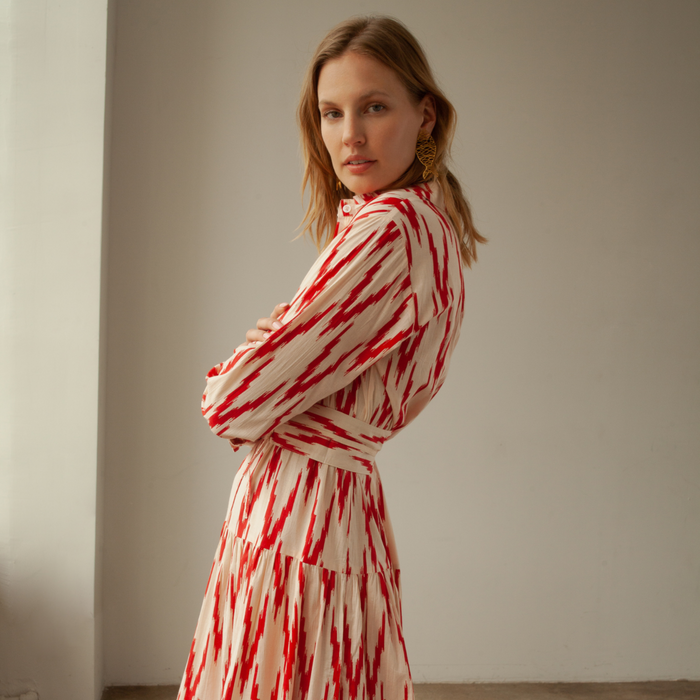 Meredith Ikat Dress Red - The Well Appointed House