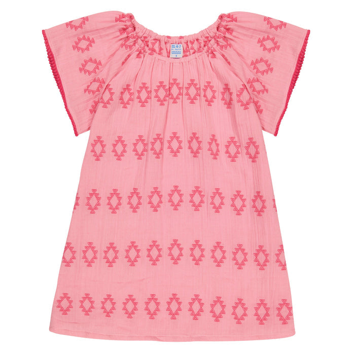 Mini Capucine Girl's Caftan, Rose Embroidery - The Well Appointed House