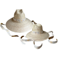 Mommy & Me Sun Hat Set - Hollyhock & Petunia - Long Sun-Dried Dahlia Ribbon - The Well Appointed House