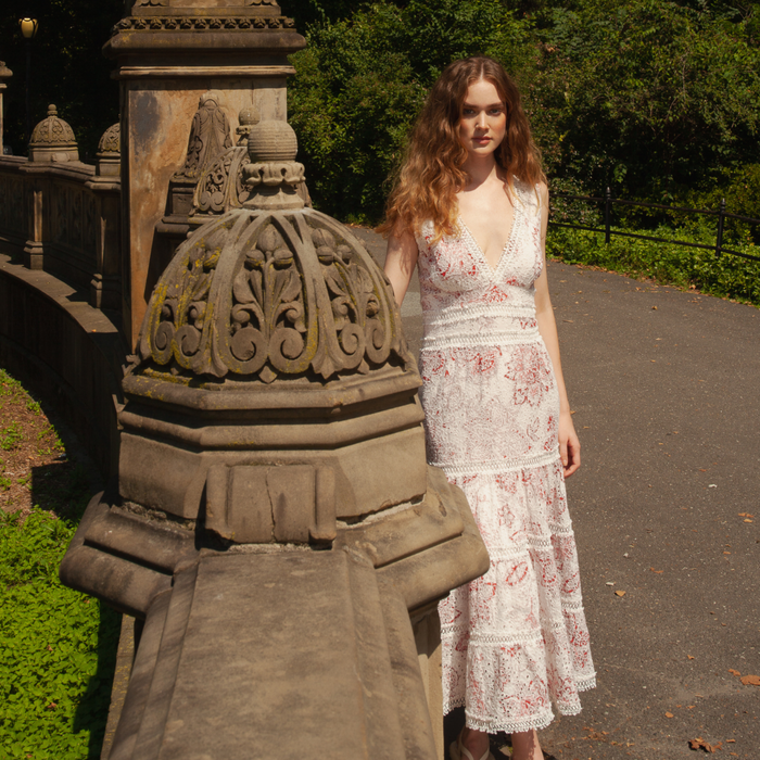 Naina Long Dress, Red - The Well Appointed House