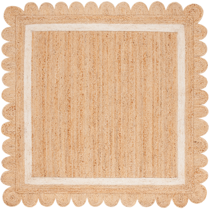 Natural Fiber Jute Scalloped Edge Area Rug - The Well Appointed House