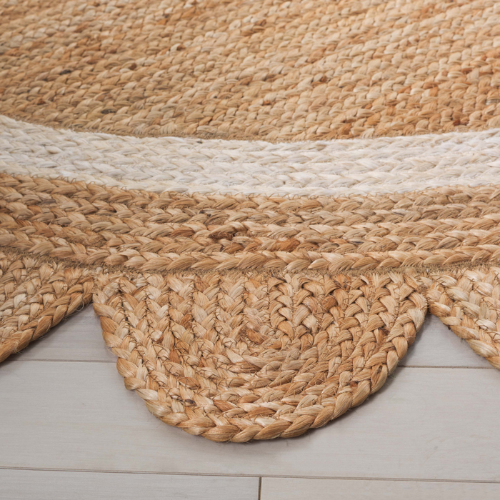 Natural Fiber Jute Scalloped Edge Area Rug - The Well Appointed House